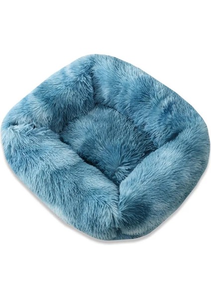 Lacivert Tarzı 55X45X20CM Pet Yataklar Uzun Peluş Köpek Yatağı Kare Düz Renk Yavru Yataklar Küçük Orta Büyük Evcil Hayvanlar Için Mat Kış Sıcak Yatak Kedi Yastıkları (Yurt Dışından)