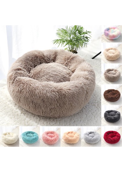 Açık Gri Tarzı Çap 50CM Pet Köpek Yatak Mat Kabarık Sakinleştirici Köpek Yatak Battaniye Uzun Peluş Kedi Köpek Evi Yatakları Hondenmand Yuvarlak Şezlong Kanepe Uyku Tulumu Kulübesi (Yurt Dışından) fırsatları