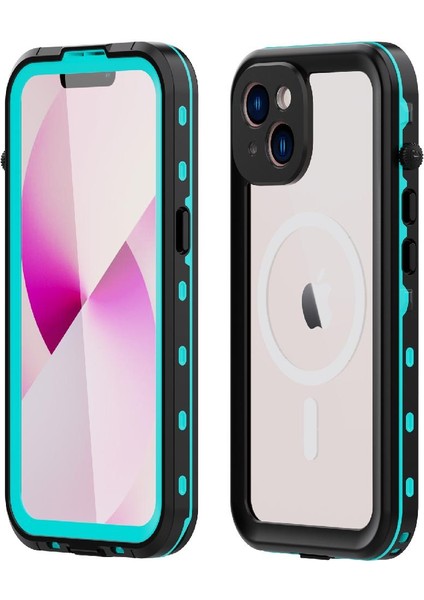 Iphone 14 Için Su Geçirmez Dahili Manyetik Durumda Ekran Koruyucu Telefon Kılıfı (Yurt Dışından)