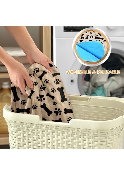 Gri Tarzı 70 x 80 Yeniden Kullanılabilir Pet Idrar Pedi Yıkanabilir Köpek Kedi Bezi Mat 3 Katmanlı Emici Köpekler Bezi Pedleri Kanepe Yatak Zemin Için Kemik Pençe Baskı (Yurt Dışından)
