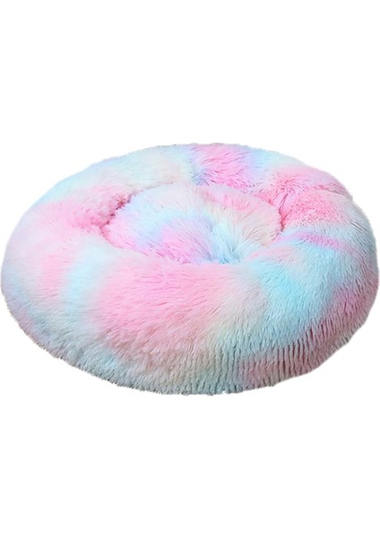 Gökkuşağı Stili Çap 40CM Donut Köpek Yatağı Sıcak Yumuşak Uzun Peluş Pet Yastık Için Samll Büyük Köpek Evi Kedi Sakinleştirici Yatak Yıkanabilir Kulübesi Kanepe Köpekler Malzemeleri (Yurt Dışından)