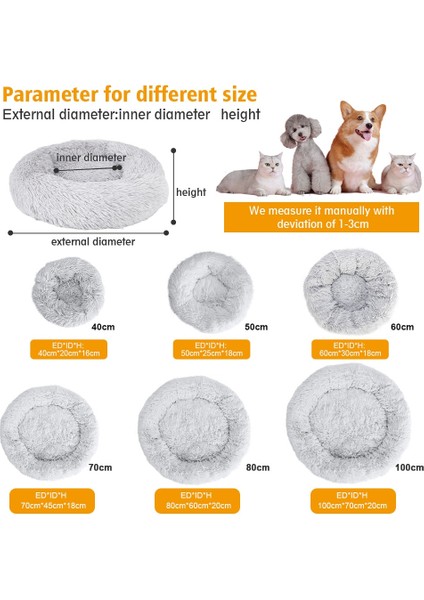 Açık Gri Stil 50CM Süper Yumuşak Pet Yatak Kulübesi Köpek Yuvarlak Kedi Kış Sıcak Uyku Tulumu Uzun Peluş Büyük Köpek Yastık Mat Taşınabilir Kedi Malzemeleri (Yurt Dışından) fırsatları
