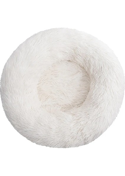 Beyaz Stil S 50CM Uzun Peluş Köpek Yatak Minderi Büyük Köpekler Yatak Evi Pet Yuvarlak Yastık Yatak Pet Kulübesi Süper Yumuşak Kabarık Kedi Köpek Evi Için Rahat (Yurt Dışından)