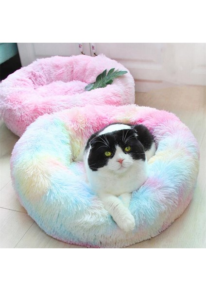 Tavuskuşu Mavi Tarzı 40CM Pet Köpek Kedi Uzun Peluş Süper Yumuşak Yatak Renkli Yuvarlak Uyku Pet Köpek Yıkanabilir Çekyat Köpekler Kediler Için Evcil Hayvan Malzemeleri (Yurt Dışından) fırsatları