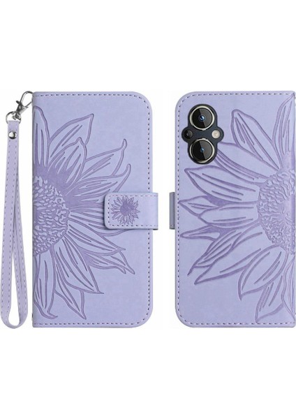 Kart Yuvaları Tutucu Kısa Kayış Lüks Pu Flip ile Oppo Reno7 Lite Için Telefon Kılıfı (Yurt Dışından)