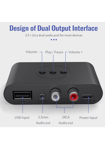 3x Bluetooth 5.0 Ses Alıcısı Rca 3.5mm Aux Stereo Müzik Kablosuz Adaptör Için Mic ile Araç Kiti Hoparlör Amplifikatör (Yurt Dışından)