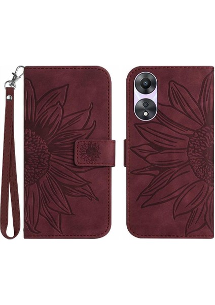 Oppo Case 4g Kabartmalı Ayçiçeği Flip Cüzdan Için Lüks Pu Telefon Kılıfı (Yurt Dışından)