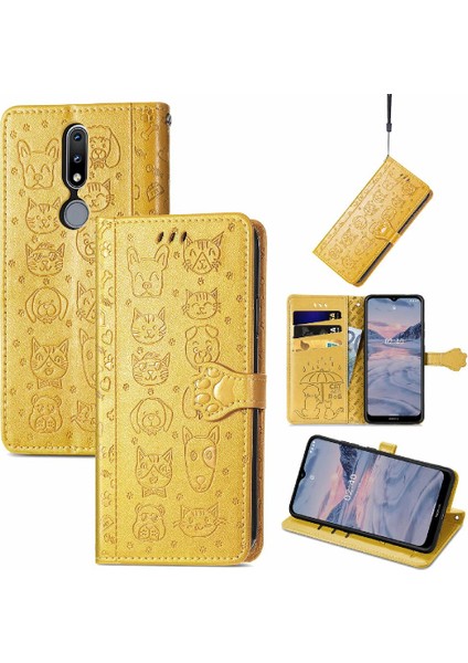 Nokia 2.4 Karikatür Hayvanlar Için Kısa Kayış Deri Çevirin Telefon Kılıfı (Yurt Dışından) modelleri