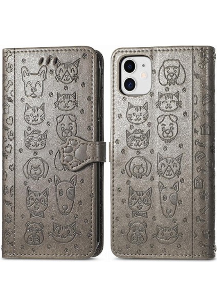 Iphone 12 Için Mini Karikatür Hayvanlar Darbeye Deri Telefon Kılıfı (Yurt Dışından)