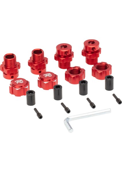 4 Adet 17MM Altıgen Somun Adaptörü Kamalı Tekerlek Uzatma Birleştirici 1/10 E-Zırvesı Rc Araba Parçaları, Kırmızı (Yurt Dışından)