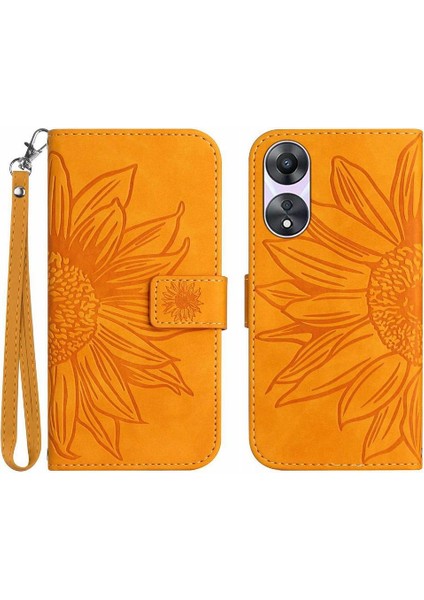 Oppo Case 4g Kabartmalı Ayçiçeği Flip Cüzdan Için Lüks Pu Telefon Kılıfı (Yurt Dışından)