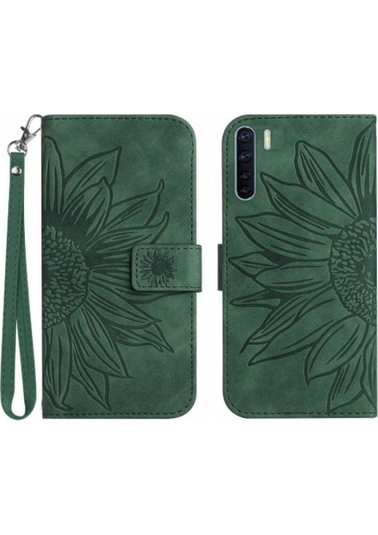 Kart Yuvaları Pu ile Oppo Oppo 3 4g Kısa Kayış Kabartmalı Ayçiçeği Için Telefon Kılıfı (Yurt Dışından)