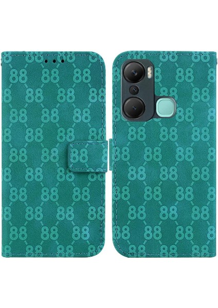 Infinix Sıcak 12 Pro Kickstand Çift 8 Kabartmalı Pu Deri Için Telefon Kılıfı (Yurt Dışından)