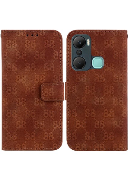 Infinix Sıcak 12 Pro Kickstand Çift 8 Kabartmalı Pu Deri Için Telefon Kılıfı (Yurt Dışından)