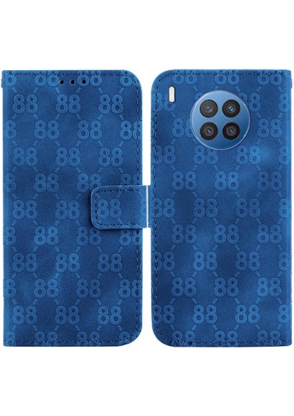 Için Huawei Nova 8i Çift 8 Kabartmalı Kickstand Kart Tutucu Pu Telefon Kılıfı (Yurt Dışından)