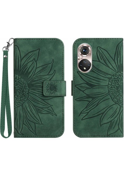 Huawei P50 Pro Flip Cüzdan Için Lüks Pu Deri Kabartmalı Telefon Kılıfı (Yurt Dışından)