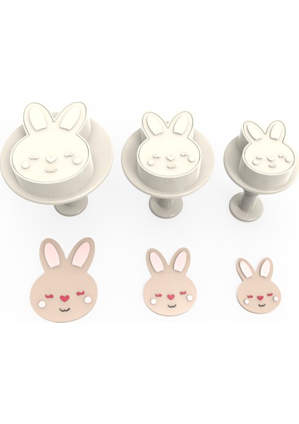 Sevimli Tavşan Büyük Boy Basmalı (Enjektörlü) Kopat Kurabiye Kalıbı – 3'lü