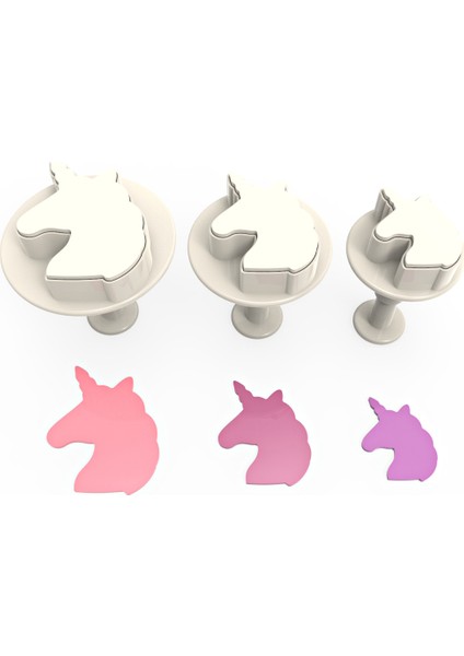 Unicornlar Büyük Boy Basmalı (Enjektörlü) Kopat Kurabiye Kalıbı – 3'lü