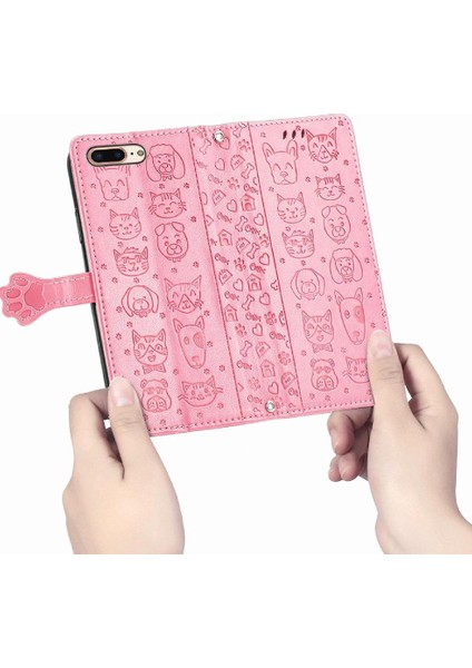 Iphone 8 Için Kılıf/7 Artı Karikatür Hayvanlar Kapak Çevirin Kısa Kayış Deri (Yurt Dışından)