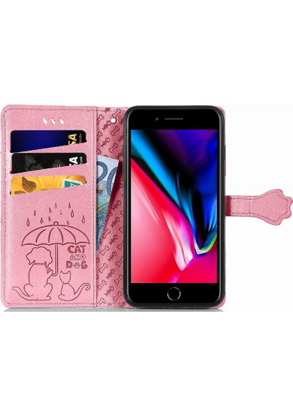 Iphone 8 Için Kılıf/7 Artı Karikatür Hayvanlar Kapak Çevirin Kısa Kayış Deri (Yurt Dışından)