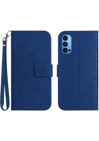 Kart Yuvaları Tutucu Kabartmalı Ayçiçeği Pu ile Oppo Oppo 4 Pro 5g Için Kılıf (Yurt Dışından)
