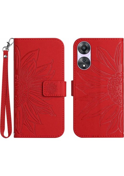 Kart Yuvaları Tutucu Kısa Kayış ile Oppo A78 4g Lüks Pu Deri Kılıf (Yurt Dışından)