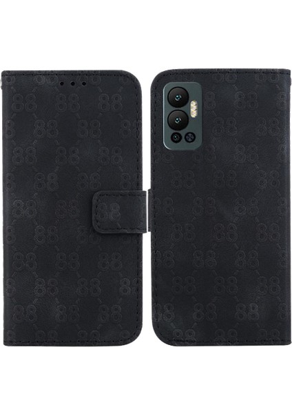 Infinix Sıcak 12 Kickstand Pu Deri Çift 8 Kabartmalı Kapak Için Telefon Kılıfı (Yurt Dışından)