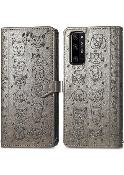Huawei Onur 30 Pro Karikatür Hayvanlar Için Kılıf Kapak Çevirin Deri Kılıf Kısa (Yurt Dışından)