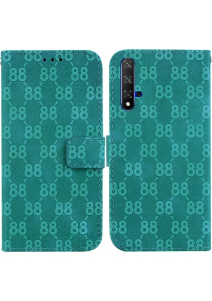 Telefon Kılıfı Için Huawei Nova 5t Çift 8 Kabartmalı Pu Deri Kart Tutucu (Yurt Dışından)