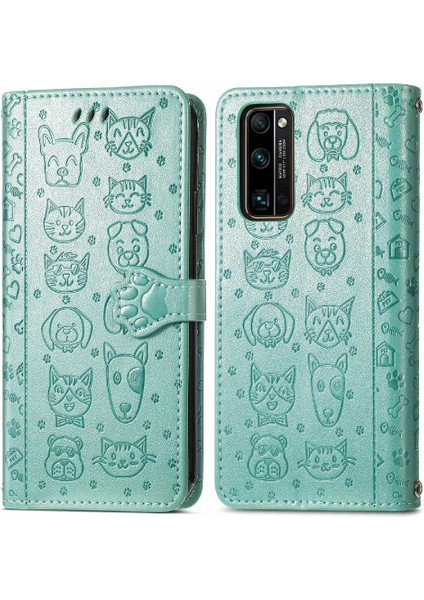 Huawei Onur 30 Pro Karikatür Hayvanlar Için Kılıf Kapak Çevirin Deri Kılıf Kısa (Yurt Dışından)