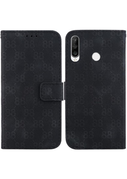Huawei P30 Lite Için Telefon Kılıfı Pu Deri Cüzdan Kapak Çift 8 Kabartmalı (Yurt Dışından)