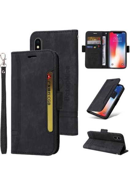 Iphone Xs Max Kart Yuvaları Için Kılıf Cüzdan Kapak Çevirin Tpu Deri Manyetik (Yurt Dışından)