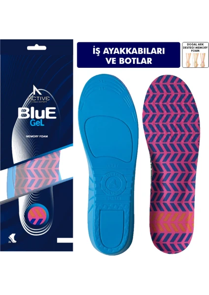 Blue Gel - BG184 - WorkFlex | Yumuşak, Darbe Emici, Memory Foam, İş Ayakkabıları ve Botlar için İç Tabanlık