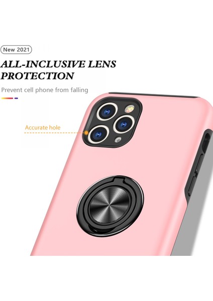 Apple iPhone 11 Pro Kılıf Elit Yüzüklü Kapak - Pembe 327107