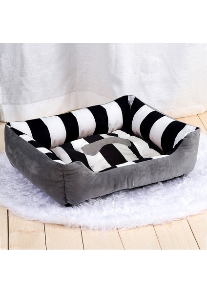 Şerit Stili 40X30 cm Pet Büyük Köpek Yatağı Sıcak Ev Şeker Renkli Kare Yuva Küçük Orta Büyük Köpekler Için Pet Kulübesi Kedi Yavrusu Artı Boyutu Köpek Sepetleri (Yurt Dışından)