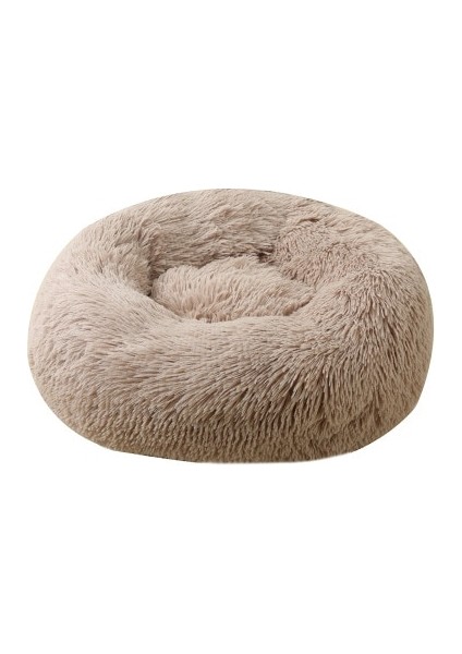 Bej Kahverengi Tarzı 50CM Sıcak Pet Köpek Yatağı Yumuşak Uzun Peluş Kulübesi Yuvarlak Kabarık Kedi Mat Kanepe Ev Rahat Uyku Yastığı Yıkanabilir Köpek Kış (Yurt Dışından)
