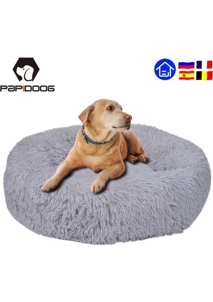 Bej Kahverengi Tarzı 50CM Sıcak Pet Köpek Yatağı Yumuşak Uzun Peluş Kulübesi Yuvarlak Kabarık Kedi Mat Kanepe Ev Rahat Uyku Yastığı Yıkanabilir Köpek Kış (Yurt Dışından) fiyatları