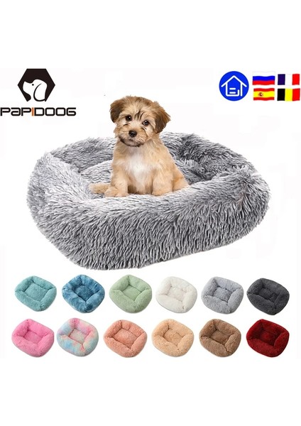 Koyu Gri Stil Xs 43X35X20CM Sıcak Kış Kare Süper Yumuşak Uyuyan Köpek Yatağı Uzun Peluş Yıkanabilir Kedi Mat Sepeti Büyük Köpekler Için Yavru Evi Yuva Yastık Kanepe (Yurt Dışından)