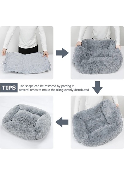 Koyu Gri Stil Xs 43X35X20CM Sıcak Kış Kare Süper Yumuşak Uyuyan Köpek Yatağı Uzun Peluş Yıkanabilir Kedi Mat Sepeti Büyük Köpekler Için Yavru Evi Yuva Yastık Kanepe (Yurt Dışından)