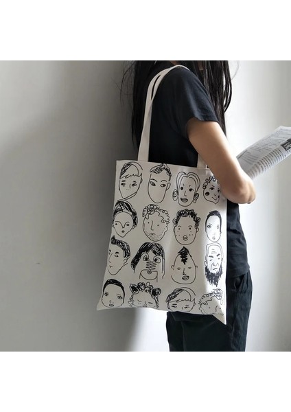 No.3 Tarzı Kadın Kanvas Alışveriş Çantası Ukiyoe Bez Bez Çantalar Tek Omuz Çantaları Kadın Alışveriş Çantaları (Yurt Dışından)