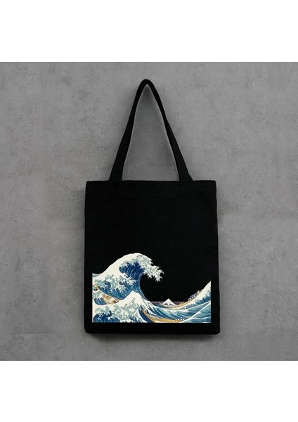 No.3 Tarzı Kadın Kanvas Alışveriş Çantası Ukiyoe Bez Bez Çantalar Tek Omuz Çantaları Kadın Alışveriş Çantaları (Yurt Dışından) modelleri