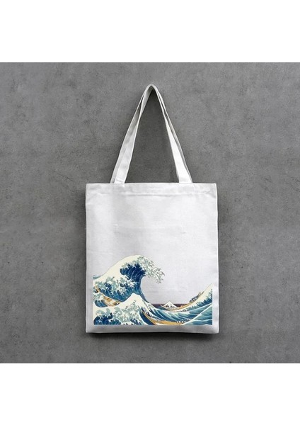 No.3 Tarzı Kadın Kanvas Alışveriş Çantası Ukiyoe Bez Bez Çantalar Tek Omuz Çantaları Kadın Alışveriş Çantaları (Yurt Dışından) fırsatları