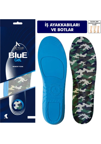 Blue Gel BG184.ML | Yumuşak Memory Foam, Darbe Emici, Ortopedik, Yorgunluk Alan, Asker Botları İç Tabanlık