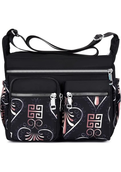 No.6 Tarzı Geestock Kadın Crossbody Çanta Su Geçirmez Naylon Çiçek Omuz Messenger Çanta Rahat Üst-Sap Bayan Çanta Seyahat Tote (Yurt Dışından)