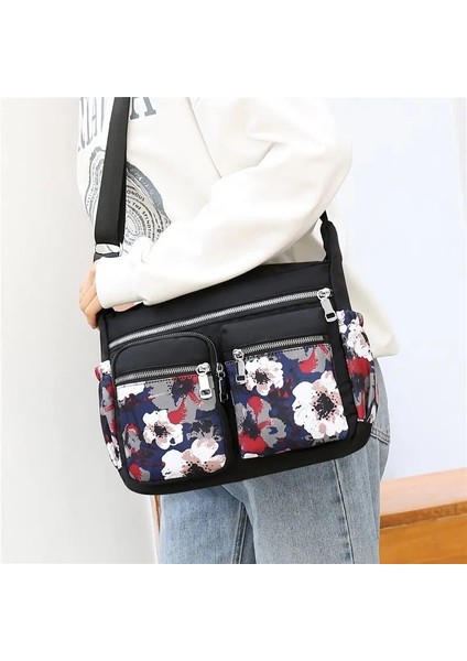 No.6 Tarzı Geestock Kadın Crossbody Çanta Su Geçirmez Naylon Çiçek Omuz Messenger Çanta Rahat Üst-Sap Bayan Çanta Seyahat Tote (Yurt Dışından) indirimleri