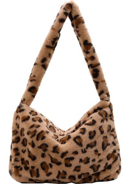 08 Light Brown Style Sonbahar Kış Peluş Kabarık Koltuk Altı Çanta Kadın Karikatür Ayı Baskı Bayan Çanta Büyük Kapasiteli Omuz Üst-Kolu Çanta (Yurt Dışından)