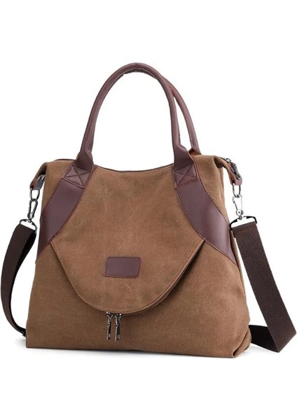 Kahverengi Tarzı Kadın Çanta Çanta Crossbody Kanvas Çanta Woma Için Big Bag Kanvas Omuz Tote Bayan Çanta Bayan Tasarımcı Postacı Çantaları (Yurt Dışından)