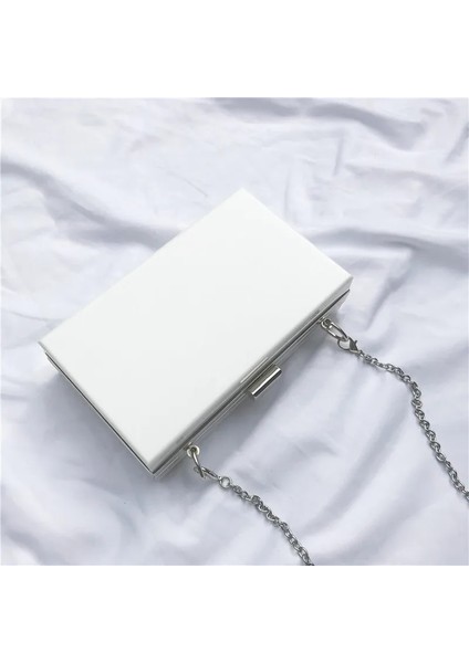 Beyaz Şerit O Zincir Stili Bella Joy Yeni Akrilik Şeffaf Kadın El Çantası Zincir Kadın Messenger Çanta Akşam Çanta Çanta Zincir Omuz Çantası (Yurt Dışından)