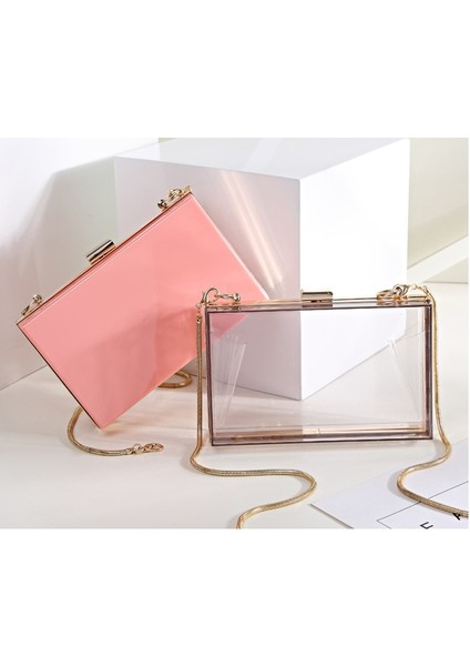 Beyaz Şerit O Zincir Stili Bella Joy Yeni Akrilik Şeffaf Kadın El Çantası Zincir Kadın Messenger Çanta Akşam Çanta Çanta Zincir Omuz Çantası (Yurt Dışından) fırsatları