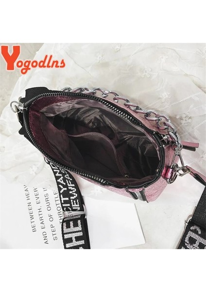 Pembe Stil 18X8X17CM Yogodlns Moda Gelgit Bayanlar Mektup Çanta Geniş Askı Chaoulder Çanta Kadın Crossbody Çanta Bolsa Yeni Kız Küçük Çanta (Yurt Dışından) indirimleri